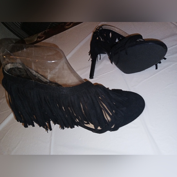Black Fringe Heels Lemon Drop by Privileged - Picture 9 of 9